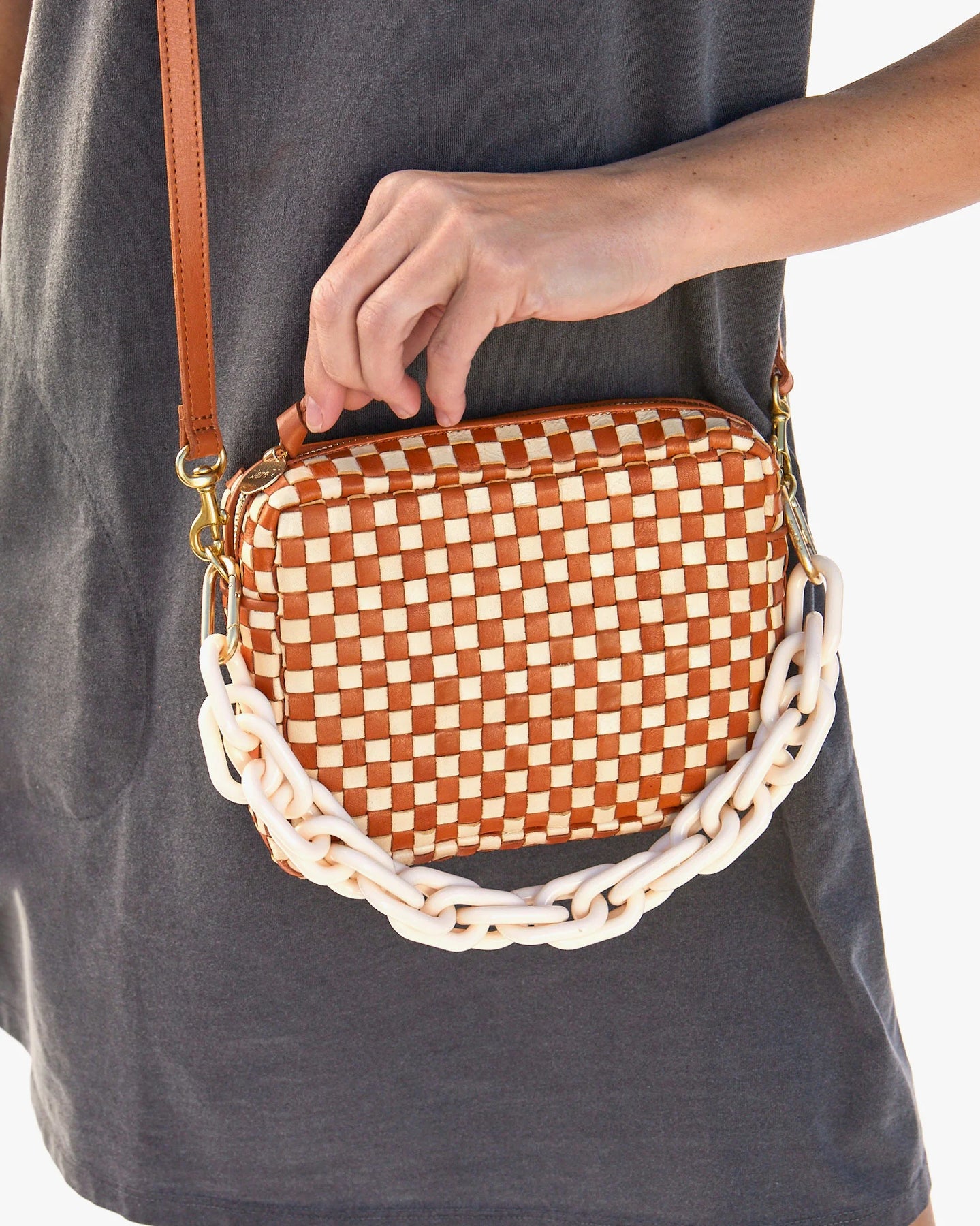 Clare V. Checked Midi Sac Crossbody Bag